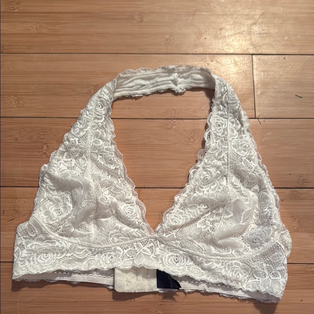 White Lace Bra with Scalloped Trim